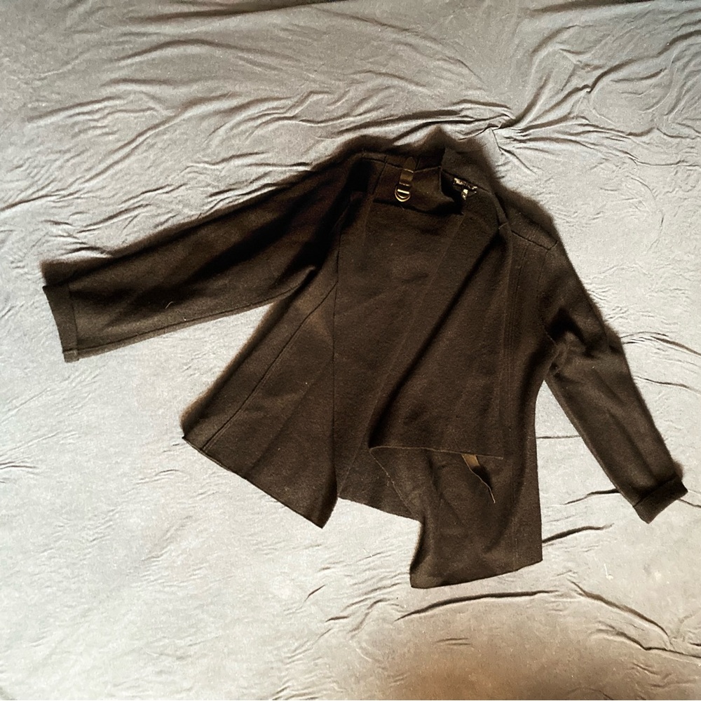 Eileen Fisher short black wool jacket size L